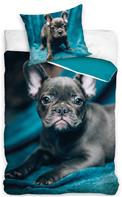 French Bulldog Sengetøj 140 x 200, 100 procent bomuld