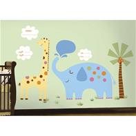 Giraf og elefant Wallstickers