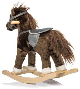 Gyngehest i plys med Sadel og Galoplyd, brun-7