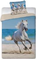 Hest i galop på strand Sengetøj 140x200 cm - 100 procent bomuld