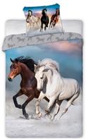 Heste i galop Sengetøj 140x200 cm - 100 procent bomuld