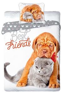 Hund og kat ''Best Friends'' Sengetøj - 100 procent bomuld