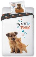 Hund og kat ''My Best Friend'' Sengetøj 140x200 cm - 100 procent bomuld