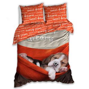 Hunde 'Sweet Dreams' Sengetøj 140 x 200, 100 procent bomuld
