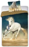 Hvid Hest Sengetøj 140x200 cm - 100 procent bomuld