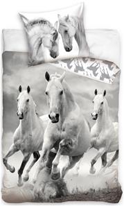 Hvide heste Sengetøj 140 x 200, 100 procent bomuld