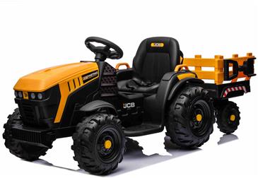 JCB EL Traktor med anhænger til Børn  m/Lædersæde, Gummihjul-18