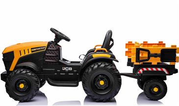 JCB EL Traktor med anhænger til Børn  m/Lædersæde, Gummihjul-2