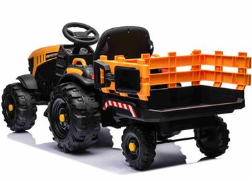 JCB EL Traktor med anhænger til Børn  m/Lædersæde, Gummihjul-3