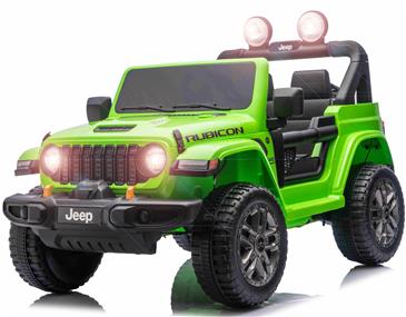 Jeep Wrangler Rubicon Elbil Til børn 21,6V m/Lædersæde, Gummihjul Grøn