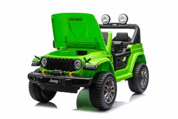 Jeep Wrangler Rubicon Elbil Til børn 21,6V m/Lædersæde, Gummihjul Grøn-17