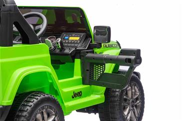Jeep Wrangler Rubicon Elbil Til børn 21,6V m/Lædersæde, Gummihjul Grøn-2