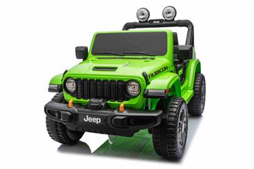 Jeep Wrangler Rubicon Elbil Til børn 21,6V m/Lædersæde, Gummihjul Grøn-4