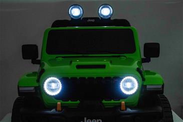 Jeep Wrangler Rubicon Elbil Til børn 21,6V m/Lædersæde, Gummihjul Grøn-9