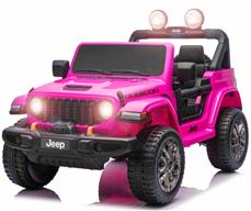 Jeep Wrangler Rubicon Elbil Til børn 21,6V m/Lædersæde, Gummihjul Pink