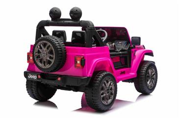Jeep Wrangler Rubicon Elbil Til børn 21,6V m/Lædersæde, Gummihjul Pink-11