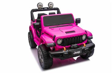 Jeep Wrangler Rubicon Elbil Til børn 21,6V m/Lædersæde, Gummihjul Pink-12