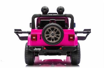 Jeep Wrangler Rubicon Elbil Til børn 21,6V m/Lædersæde, Gummihjul Pink-3