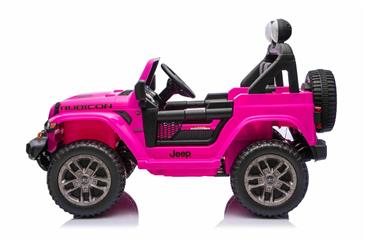 Jeep Wrangler Rubicon Elbil Til børn 21,6V m/Lædersæde, Gummihjul Pink-4