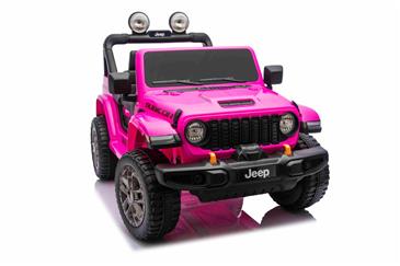 Jeep Wrangler Rubicon Elbil Til børn 21,6V m/Lædersæde, Gummihjul Pink-9
