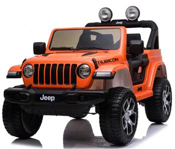 Jeep Wrangler Rubicon Elbil til børn m/4x12V + Gummihjul + Lædersæde