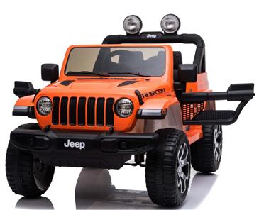 Jeep Wrangler Rubicon Elbil til børn m/4x12V + Gummihjul + Lædersæde-5