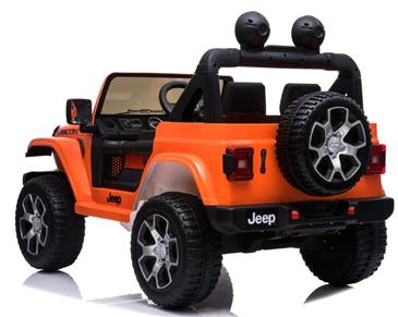 Jeep Wrangler Rubicon Elbil til børn m/4x12V + Gummihjul + Lædersæde-6