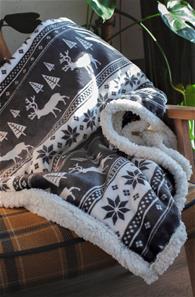 Jule Coral Fleece tæppe - 127 x 152 cm, Mørkegrå-3