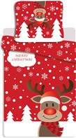 Jule ''Rød Rudolf'' Sengetøj, 100 procent bomuld