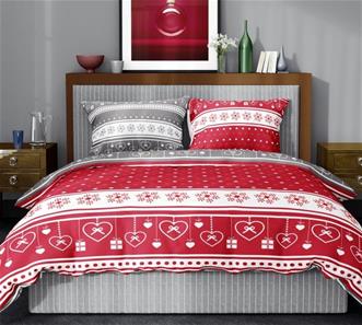 Jule Scandic 2-i-1 Sengetøj Rød 140 x 200 cm, 100 procent bomuld