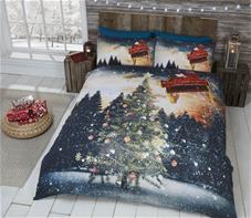 Juletræ Nordlys Sengetøj  til børn med glitter 135 x 200cm