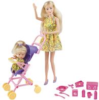 Kari Michell Babysitter dukke med baby og klapvogn