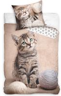 Katte Grå Sengetøj 140 x 200, 100 procent bomuld