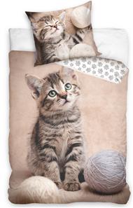 Katte Grå Sengetøj 140 x 200, 100 procent bomuld