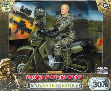 Kawasaki KLR 650 Militær Motorcykel 1:6 + Action Figur 30,5cm-2