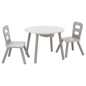  Kidkraft Rundt Legebord med 2 stole og opbevaring, Grå/Hvidt-10