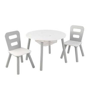  Kidkraft Rundt Legebord med 2 stole og opbevaring, Grå/Hvidt-9