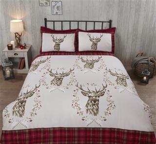 Kronhjort sengetøj 135cm x 200cm, Rød