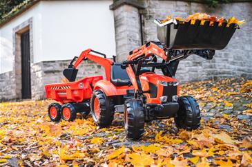 Kubota Traktor m/Frontskovl + Gravekran + Anhænger-4