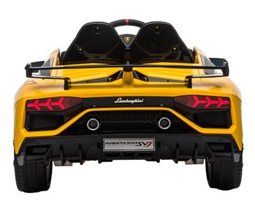 Lamborghini Aventador SVJ elbil til børn m/Gummihjul + 2.4G GUL-10