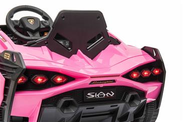Lamborghini Sian elbil til børn 12v m/4xmotor, Gummihjul, lædersæde Pink-10