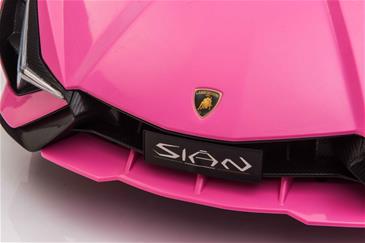 Lamborghini Sian elbil til børn 12v m/4xmotor, Gummihjul, lædersæde Pink-11