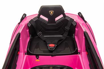 Lamborghini Sian elbil til børn 12v m/4xmotor, Gummihjul, lædersæde Pink-6