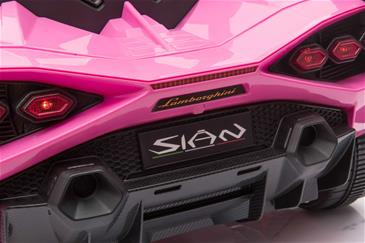 Lamborghini Sian elbil til børn 12v m/4xmotor, Gummihjul, lædersæde Pink-7