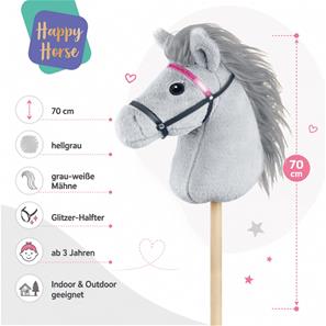 Hobby Horse kæphest – grå med glimmergrime – 70 cm-2