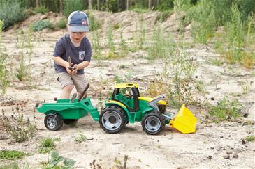 Lena Kæmpe Traktor med frontskovl og trailer, 108 cm-3