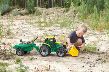 Lena Kæmpe Traktor med frontskovl og trailer, 108 cm-4