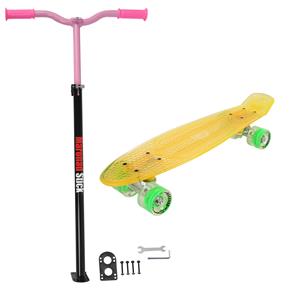  Maronad Retro Minicruiser Transparent Skateboard + Maronad Stick Gul/Pink-2
