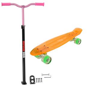 Maronad Retro Minicruiser Transparent Skateboard +MaronadStick Orange/Pink-2