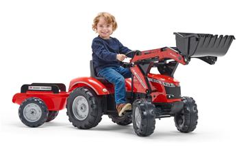Massey Ferguson S8740 Pedal traktor til børn m/Frontskovl + Trailer-2